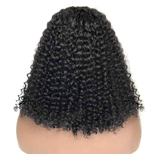 ChicRosa Short Curly Bob Wig Human Hair 13x4 Transparent Lace Frontal Curly Bob Wigs 14 inch 180% Density for Black Women with Preplucked Baby Hair