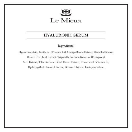 Le Mieux Hyaluronic Serum - Concentrated Hyaluronic Acid Facial Hydration Complex, Anti Aging Moisture with No Parabens or Sulfates (1 oz / 30 ml)