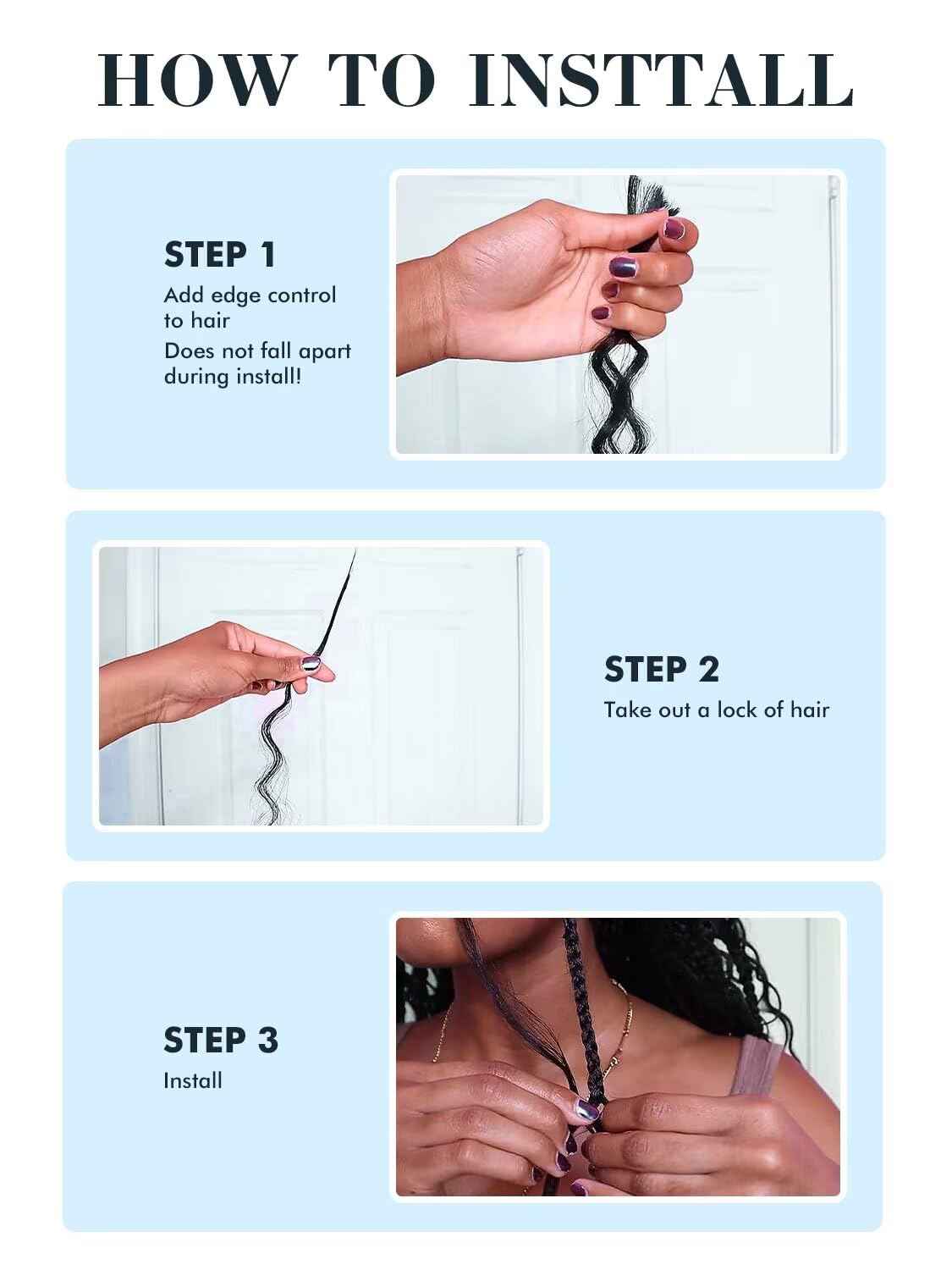 Human Braiding Hair for Boho Braids 150g 18 Inch Natural Black Curly Boho Hair for Braiding Knotless 12A Deep Wave Bulk Bohemian 3 Bundles/Pack Color 1B