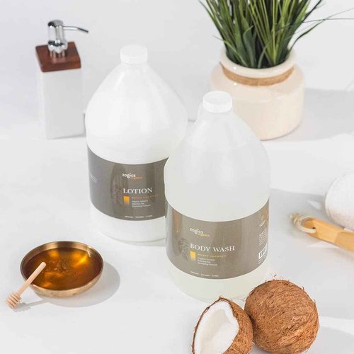 Zogics Organics Body Lotion – Hydrating Body Lotion for Women and Men, Moisturizing Formula Made with Essential Oils, Great for Refillable Lotion, Honey Coconut Scent (1 Gallon)