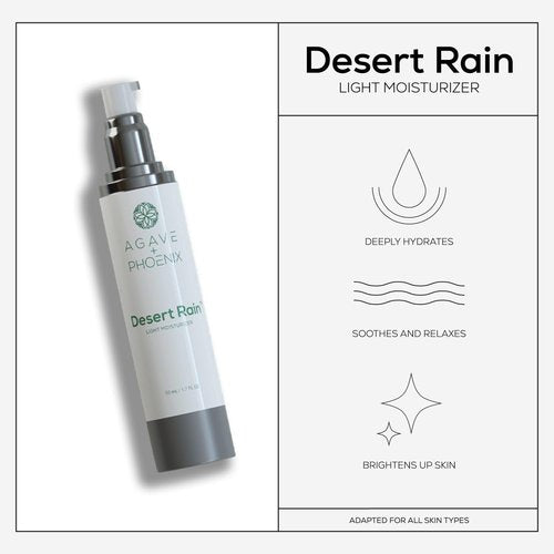 Agave + Phoenix - Desert Rain | Women's Daily Light Moisturizer for Sensitive, Dry & Oily Skin, Made with Hyaluronic Acid, Vitamin C & Natural Ingredients, Hydrating & Restoring Face Cream