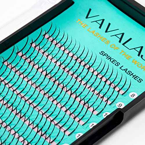 VAVALASH Premade Fan Spikes Lash Extensions 13-20mm Mixed Tray C Curl 0.07mm Matte Black Eyelash Extension Supplies Spikes Fans£¨D-0.07,13-20mm£©