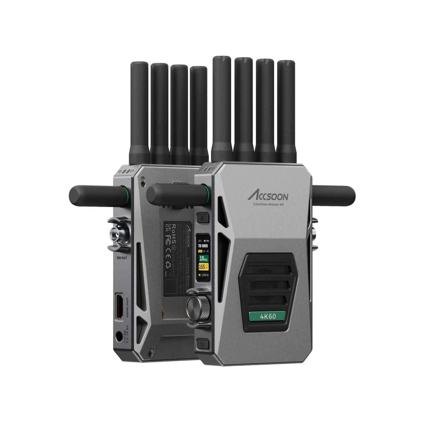 Accsoon CineView Master 4K 60P/25ms Wireless HDMI/SDI Video Transmitter Receiver- Tri-Band (2.4/5/6GHz), iPhone/iPad Pro Monitoring with Charging,1-Wired+4-Wireless Connection, Real-time Live Stream