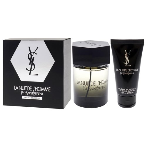 La Nuit De LHomme by Yves Saint Laurent for Men - 2 Pc Gift Set 3.3oz EDT Spray, 1.6oz Shower Gel