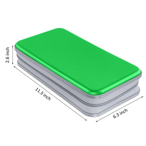 CD Case, Siveit DVD Case Holder 96 Capacity Hard Plastic CD DVD Disc Cases Storage Binder Wallet for Car Home Office Travel (Green)