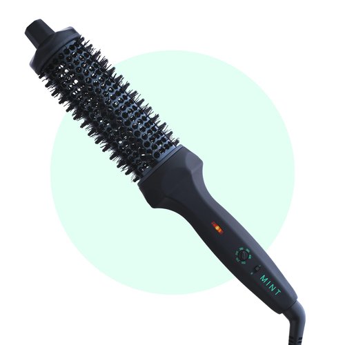 MINT Extra-Long 1.6 Inch Thermal Brush for Natural Volume & Waves | 230-430°F 2-Heater Ceramic Curling Iron Brush | Heated Round Styler