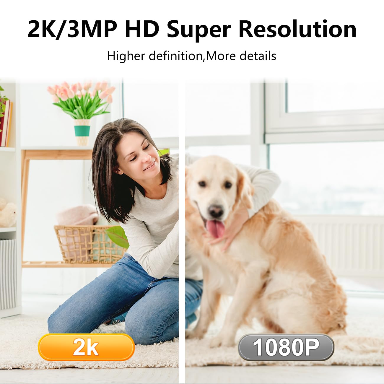 [5G & 2.4G] 2-Pack Indoor Security Cameras, 2K Cameras for Home Security with Night Vision, Baby/Dog/Pet/Elder Camera with Phone App, Auto Tracking, Human/Pet Detection, Cloud&SD Storage