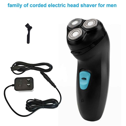 VSTSERIES Corded Electric Shaver for Men.Professional Head Shaver for Bald Man.3D Float Razor for Close Shave Machine.Face Stubble Bold Heavy Beard Trimmer.12w Powerful Motor.Plug in Power Supply