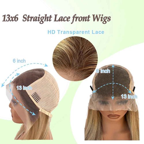 Blonlier 13x6 Ash Brown to Blonde Highlights Straight Lace front Wigs Human Hair 22in for Black Women HD Lace Glueless Pre Plucked 180% Density Brazilian Virgin Human Hair 22in
