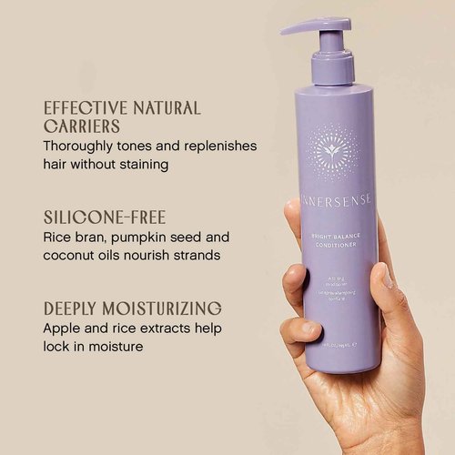 INNERSENSE Organic Beauty - Bright Balance Purple Toning Conditioner | Coconut + Pumpkin Seed Oil to Nourish + Moisturize Light + Gray Hair | Non-Toxic, Cruelty-Free | Paraben Free (32 fl oz | 946 ml)