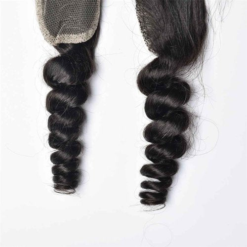 Brazilian Loose Wave 2x6 Lace Closure 100% Unprocessed Human Virgin Hair Pre Plucked Loose Deep Wave Pre-Plucked Hairline Frontal Closure Natural Black With Baby Hair (20inch, 2x6 loose wave closure)