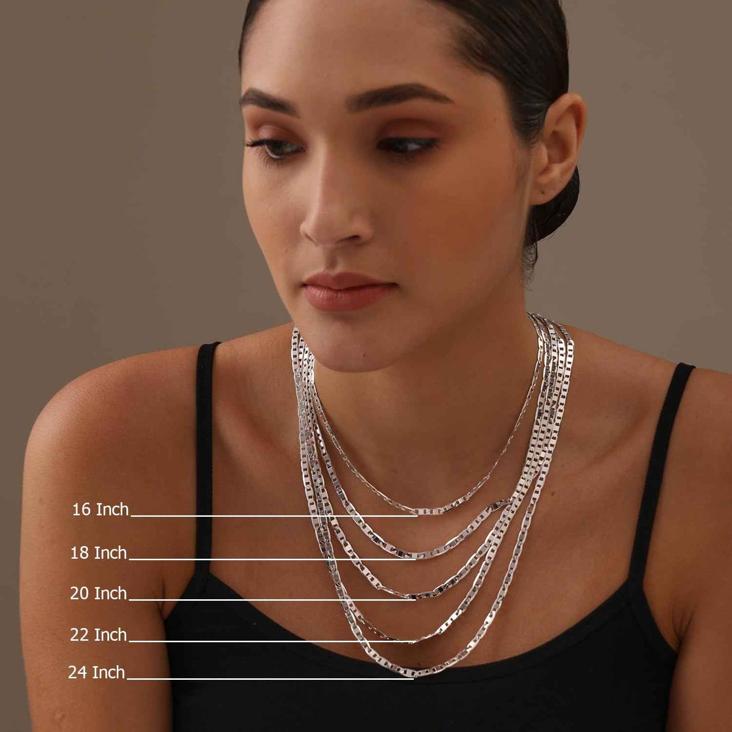 LeCalla 925 Sterling Silver Italian 4 MM Diamond-Cut Solid Flat Mariner Link Chain Necklace for Men and Women 24 Inches