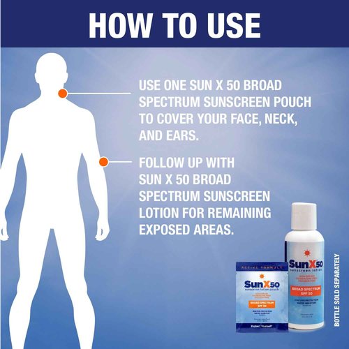 CoreTex Sun X 50 Broad Spectrum Sunscreen Packets & Dry Towels Duo Kit - Pack of 100 Paraben, Oxybenzone, Octinoxate, & Oil Free Sunscreen - No White Cast and Water Resistant Up to 80 Minutes