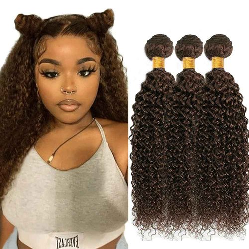 Chocolate Brown Bundle Color #4 Curly Human Hair Bundles 26 28 30 Inch Brazilian Dark Brown Kinky Curly Bundles Human Hair