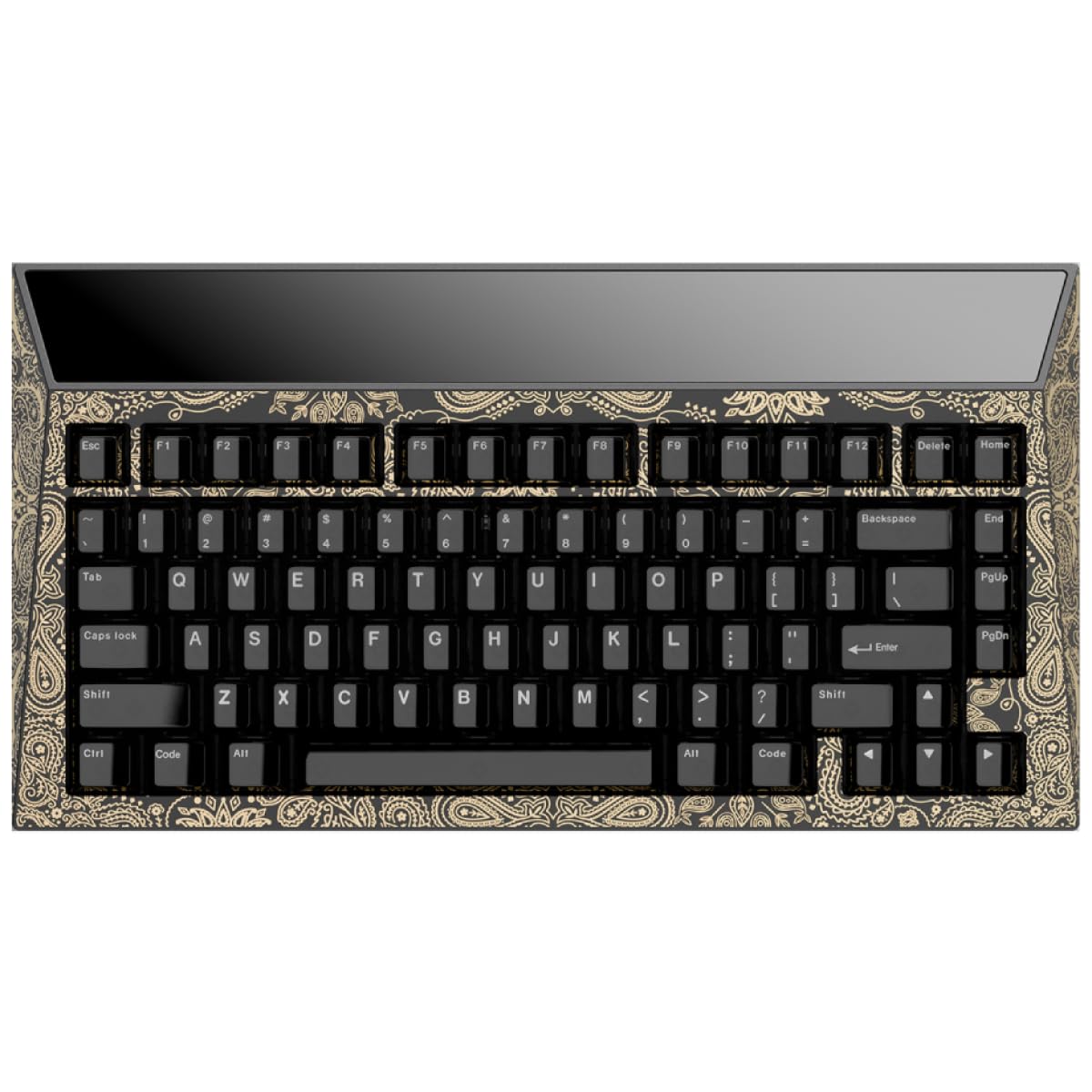 Angry miao Gold Paisley 75 Key Wireless Mechanical Gaming Keyboard, Electronic PC Computer Keyboards for Tri-Mode Connection, Leaf Spring Mount Custom Internals Hotswapable Switch Bundle