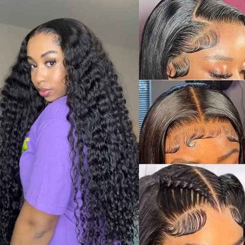 Daules 5x5 Deep Wave HD Lace Closure Wigs Human Hair 5x5 Curly Closure Wig for Women 180% Density Pre Plucked with Baby Hair Glueless Deep Wave Wig Super Soft 20 inch