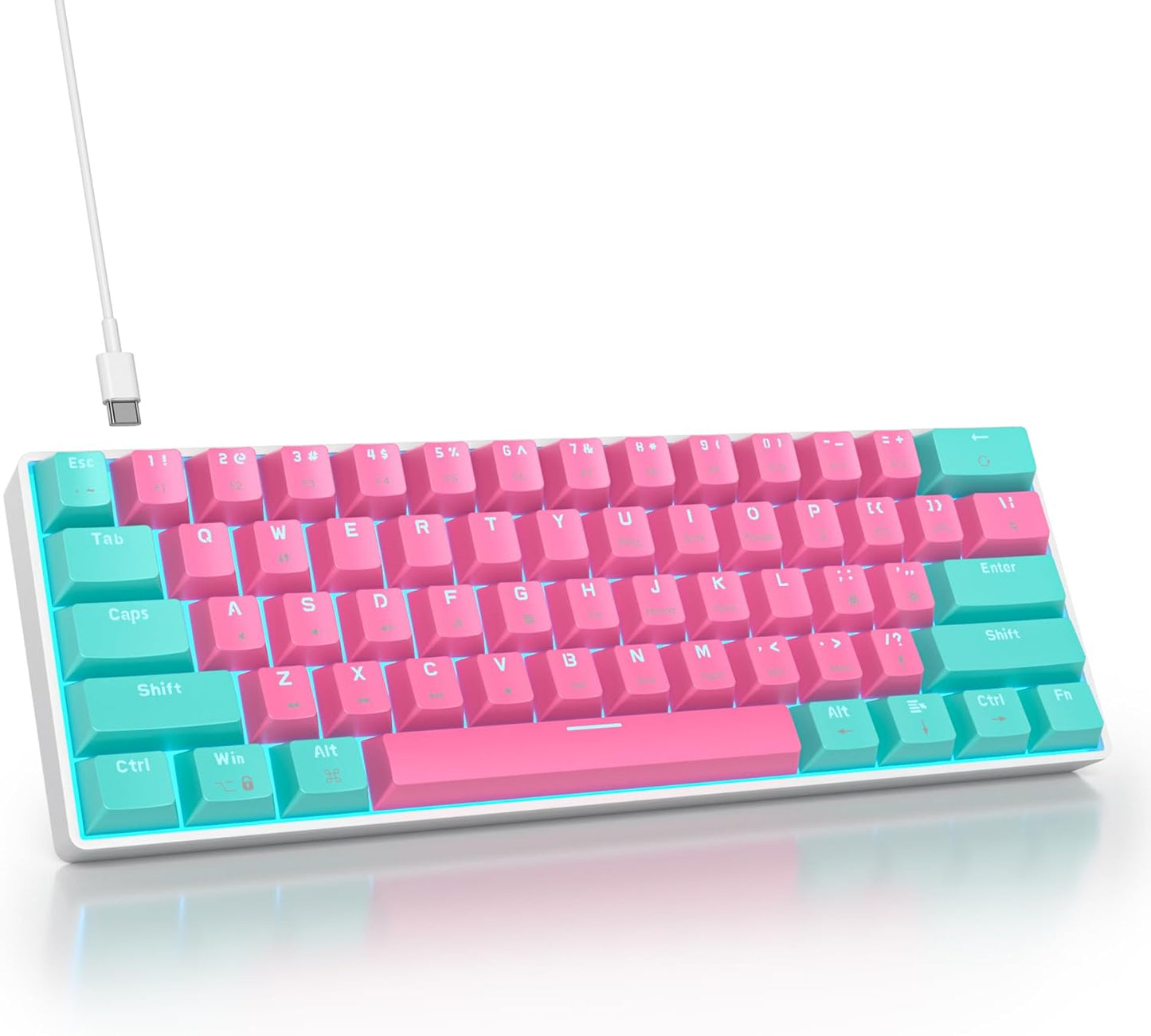 60 Percent Gaming Keyboard 68 Keys Mechanical Keyboard LED Backlit Compact Wired Keyboard with Red Switch for Windows PS4/5 Xbox Gamer(Black-White)