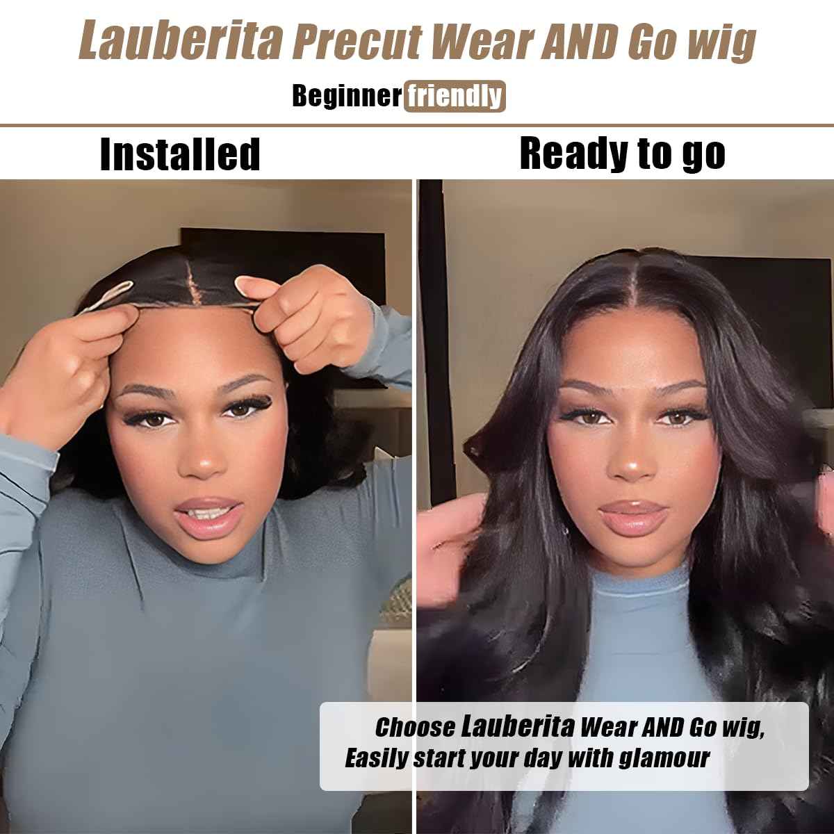 Lauberita 30 Inch 5x5 HD Lace Closure Wigs Human Hair Glueless Wigs Pre Plucked Pre Cut for Beginners 180% Density Body Wave Lace Front Wigs Human Hair Glueless Wear and Go