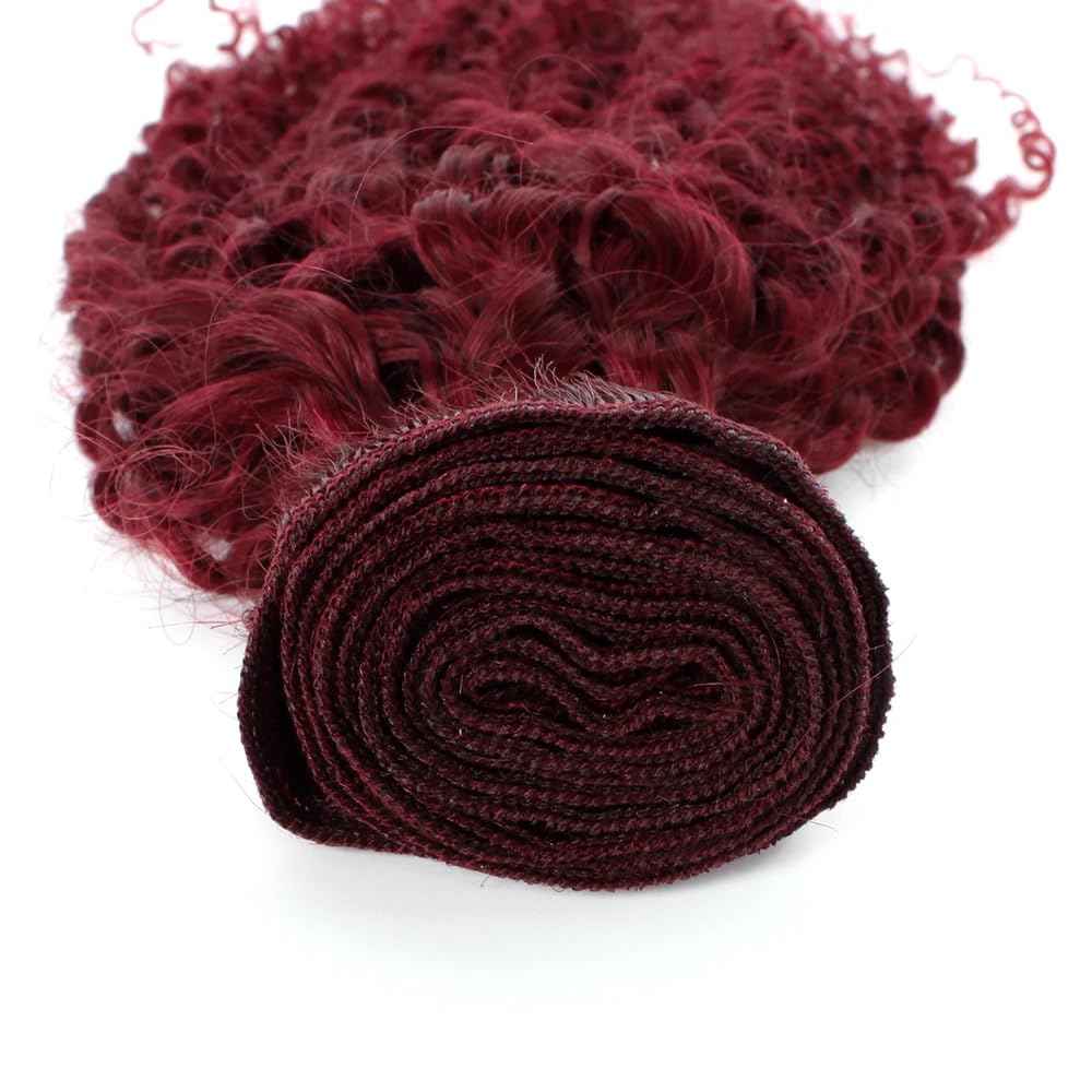 28 30 32 inch 99J Bundles Human Hair Burgundy Kinky Curly 3 Bundles 8A Brazilian Virgin Hair Extensions 99J Kinky Curly Bundle Red Color