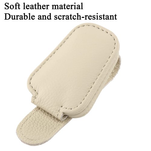 KIWEN 2 Packs Sunglasses Holders for Car Visor, Magnetic Leather Glasses Eyeglass Clip for Car, Ticket Card Clip Sunglasses Mount, Car Visor Accessories Gadgets (2, Beige)