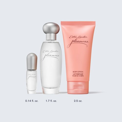 Estée Lauder Pleasures Favorites Trio Fragrance Gift Set | 3-Piece Set with Full-Size 1.7 Fl Oz & Mini 0.14 Fl Oz Eau de Parfum Sprays + Travel-Size Body Lotion 2.5 Ounce | Perfumes for Women
