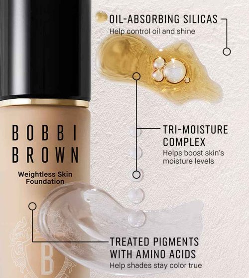 Bobbi Brown Weightless Skin Foundation SPF 15 | 24-hour Hydrating Foundation | Available in 53 Shades, 1.01