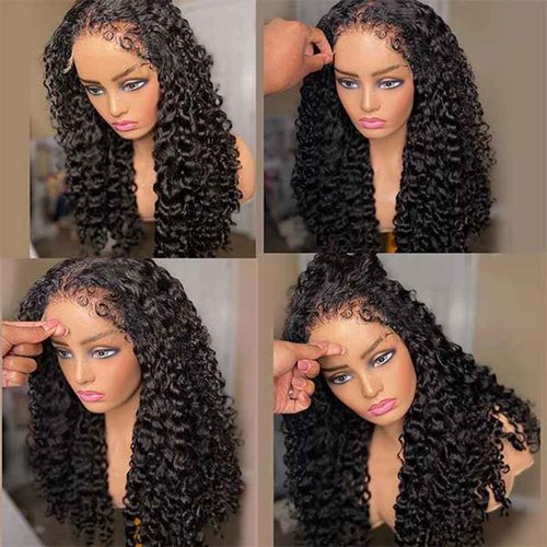 Healthair Water Wave Invisible 360 Lace Front Wigs Human Hair 4C Edge Hidden Strap Pre Cut Lace Pre Bleached Knots Glueless 360 HD Full Lace Wigs for Women (18inch)