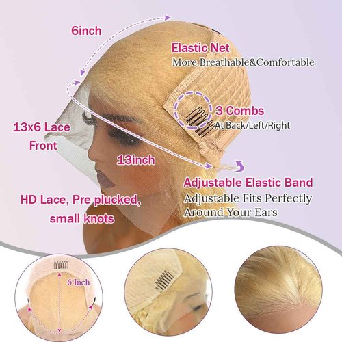 Belaved 28 Inch Wigs Human Hair Blonde Lace Front Deep Wave 613 Blonde 13x6 HD Transparent Curly Real Human Hair 180% Density Pre Plucked Glueless Lace Frontal Wig with Natural Hairline