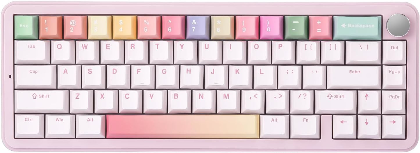 YUNZII B68 Wireless Mechanical Keyboard(Pink, Milk V2 Switch), Keyboard Wrist Rest(Cat)