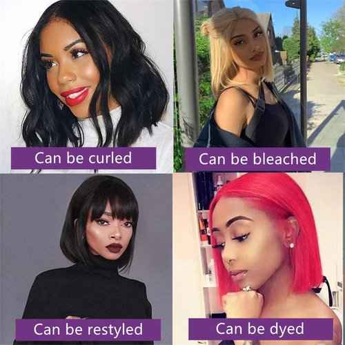 10 inch Short Bob Wigs Human Hair 4x4 HD Transparent Straight Short Bob Lace Front Wigs 150% Density Pre Plucked Hairline with Baby Hair for Women Unprocessed Lace Closure Bob Wigs Natural Corlor