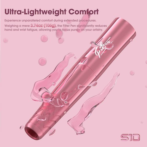 Filter Tattoo Gun - Permanent Makeup 2.8mm Stroke Machine with 2Pcs Battery Power Supply Lightweight Tattoo Pen for Beginners and Artists (S10 Black)