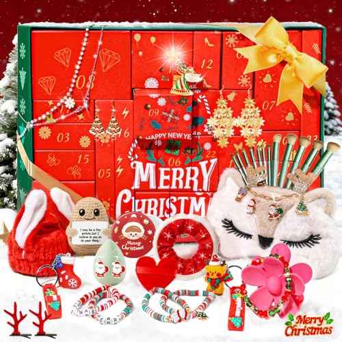Advent Calendar 2025 Holiday Beauty Advent Calendar For Teen Girls & Adult Women, New Year 24PCS Beauty Fashion and Jewelry Sets Makeup Gifts, Christmas Countdown Calendar Gift for Mom, Wife, Sister