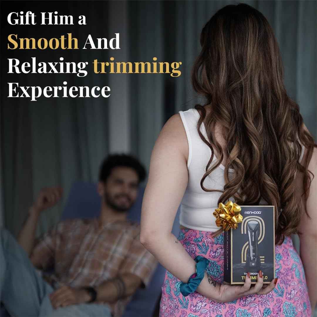 MENHOOD Grooming Trimmer 2.0 – Groin & Body Trimmer for Men with Replaceable Ceramic Blade Heads & IPX7 Water Protection – Snag-Free Ball Shaver with 150-Minute Run Time