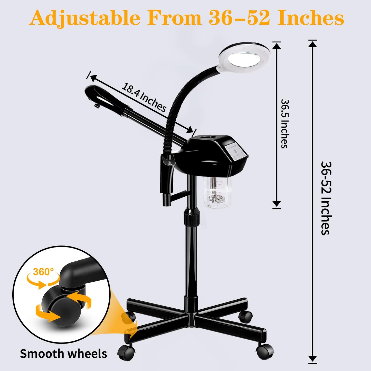 Professional Facial Steamer, 2 in 1 Facial Steamer with 5X Magnifying Lamp, Ozone Face Steamer, Suitable for Home or Beauty Spa Use