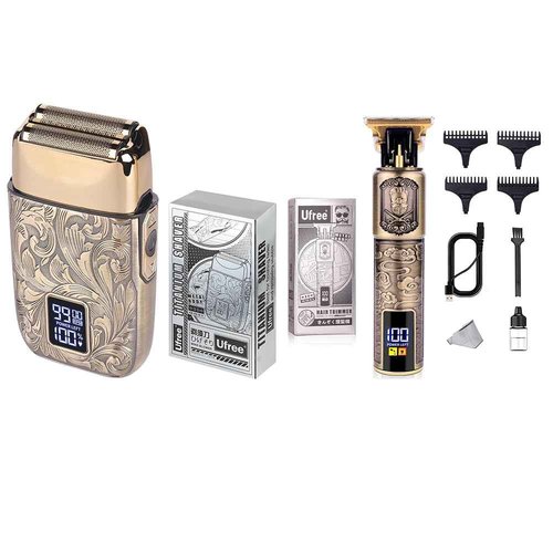 Ufree Professional Hair Clippers Set T Blade Hair Trimmers and Electric Shavers for Men Cordless Beard Trimmers, Hair Liners Clipper Electric Razor, Men’s Grooming Kit with 4 Guards