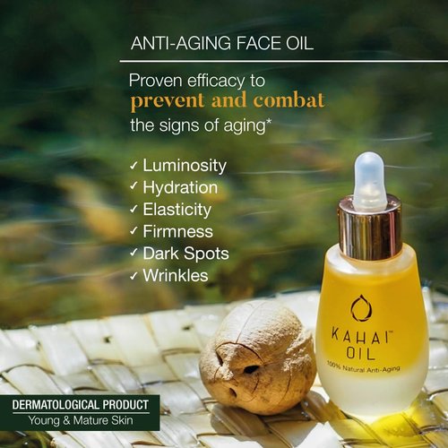Kahai Oil Natural Anti Aging Face & Body Oil 100% Pure Cacay Cold Pressed Reduce Wrinkles & Fine Lines, Firms Skin, Elasticity Deep Hydration For Face, Neck, Decollete, Hands, Hair All Skin Types 50ml