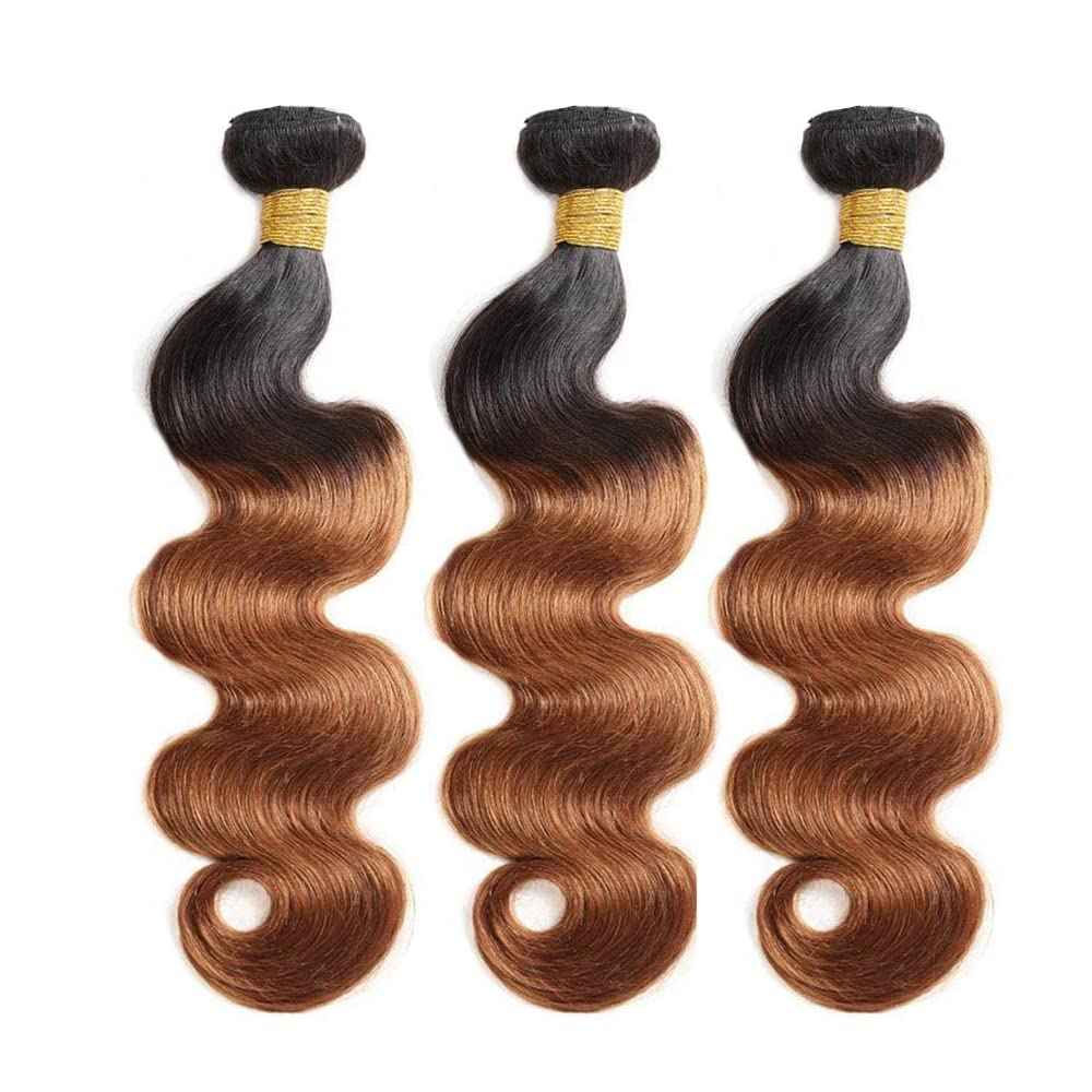 1B30 Ombre Body Wave Bundle Dark Brown Human Hair Bundles 100% Unprocessed Virgin Hair Brazilian Double Weft Extensions 16 18 20 Inch For Women