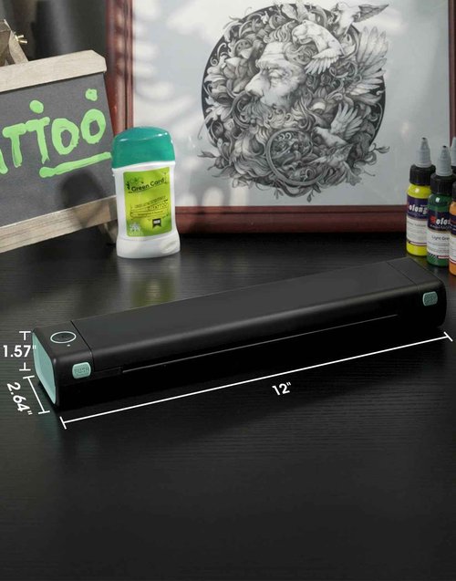 Phomemo Tattoo Stencil Printer, M08F Wireless Thermal Tattoo Printer with 10pcs Transfer Paper, Compatible with Phone/Tablet/PC, Tattoo Supplies for Tattoo Artists, AI Image Generation, Black & Green