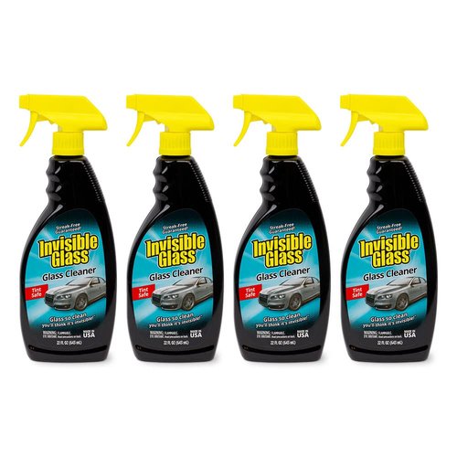 Invisible Glass 92164-4PK Premium Glass and Window Cleaner for Auto and Home Cleans Glass, Windows, Windshields, and More, Streak-Free, Ammonia-Free, Tint-Safe, 22 fl oz (Pack of 4)