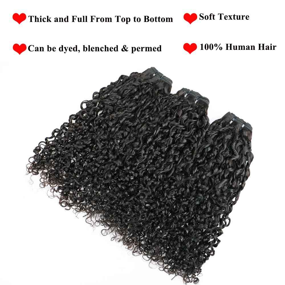 16A Double Weft Pixie Bouncy Curly Human Hair Bundles 20 Inch 1 Bundle Burmese Curly Human Hair Bundles 3C4A 100% Unprocessed Brazilian Raw Virgin Hair Extensions Quick Weave Extensions Natural Color