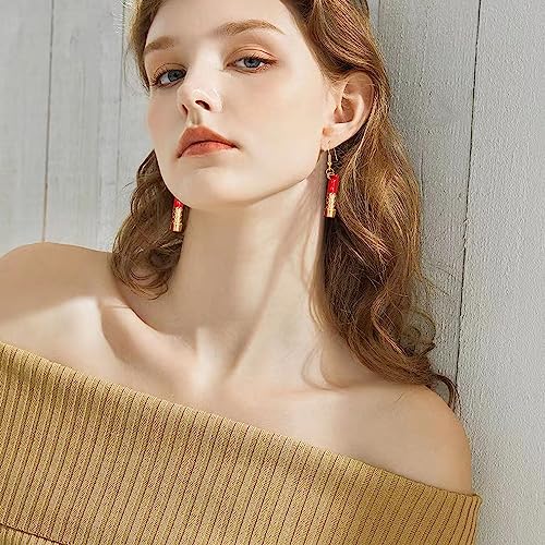 GBAHFY 4 Pairs Sexy Red Pink Lips Lipstick Alloy Dangle Earrings Fashion Long Lipstick Drop Earrings for Woman Set