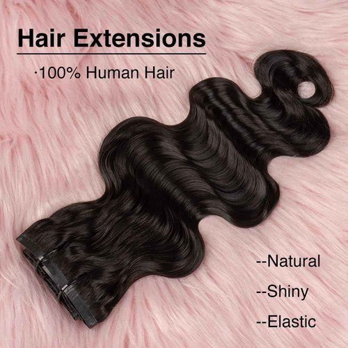 Niawigs Seamless Clip Ins Human Hair Clip In Extensions for Black Women Body Wave Real Human Hair PU Invisible Clip On Hair Extensions 7pcs Set 20 Inche 120 Gram