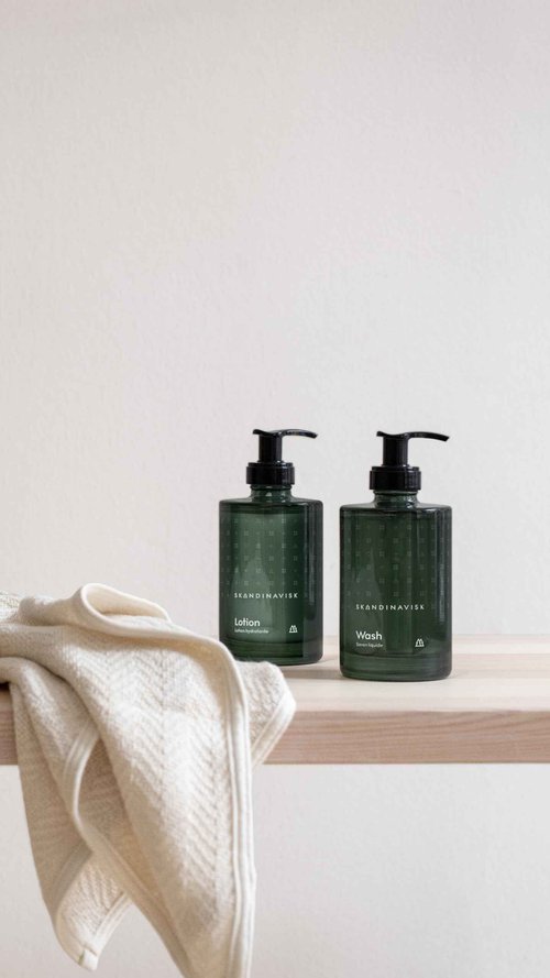 Skandinavisk SKOG ‘Forest’ Hand & Body Lotion, Scent Notes: Pine Needles and Fir Cones, Birch Sap and Woodland Lily of the Valley, Coloured Glass Bottle with Pump, 6.75 fl. oz.
