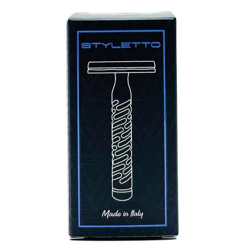 The Goodfellas' Smile, The Styletto Shadow V2 (Blue) Aluminum Double Edge Safety Razor, Uniquely Engineered Neutral Blade Gap Makes Shaving Easier, Closer and Smoother - Made in Italy
