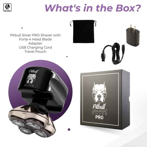 Skull Shaver Pitbull Silver PRO: Electric Head Shaver for Men with Baby Beast Trimmer: Ultimate Cordless Hair & Beard Grooming Kit, Precision Blades Bundle Best Gifting Combo
