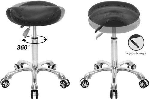 EASY LIFE Saddle Stool Rolling Chair Hydraulic Adjustable with Wheels for Office Home Salon Spa Studio (Black)