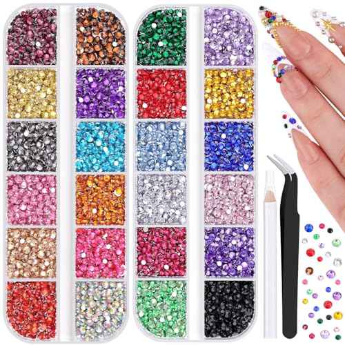 10000Pcs Small Resin Rhinestones for Nail Art, Colorful 2/3MM Flatback Bedazzling Gems, Nail Rhinestones and Gems Crystals Charms for Acrylic Tips Manicure Decor