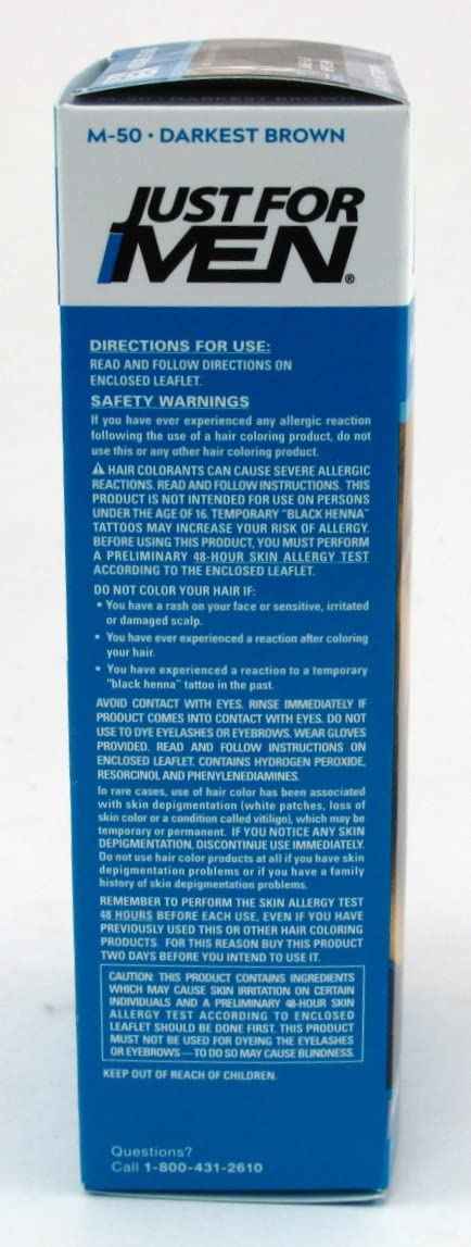 Just for Men Mustache & Beard #M-50 Darkest Brown Color Gel (Case of 6)