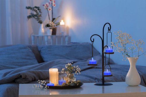 KOABY 12 Pack Blue Light Non-Flickering Flameless Tea Lights, Blue Base, Last 100H+, Battery Operated Tea Lights for Decor