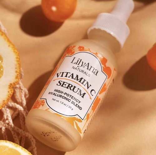 LilyAna Naturals Vitamin C Skincare Gift Set - Brightening and Anti-Aging Skin Care Products - Vitamin C Serum and Hyaluronic Acid - 4 Piece Set